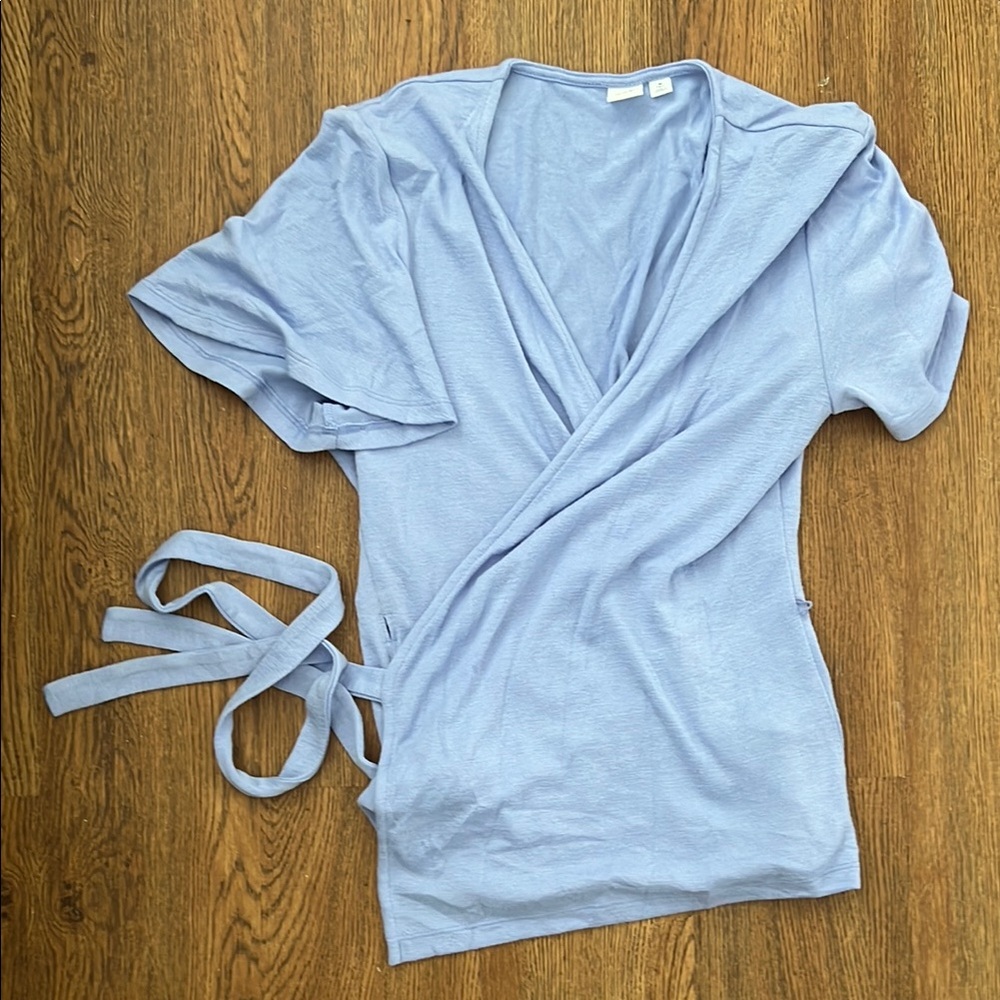 Light Blue Wrap Top